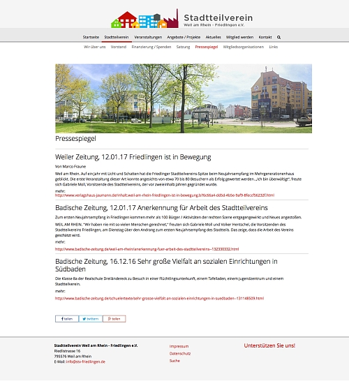 Website Stadtteilverein Friedlingen
