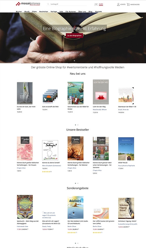 mosaicstones.ch - Magento 2 Online Shop für Bücher und Medien